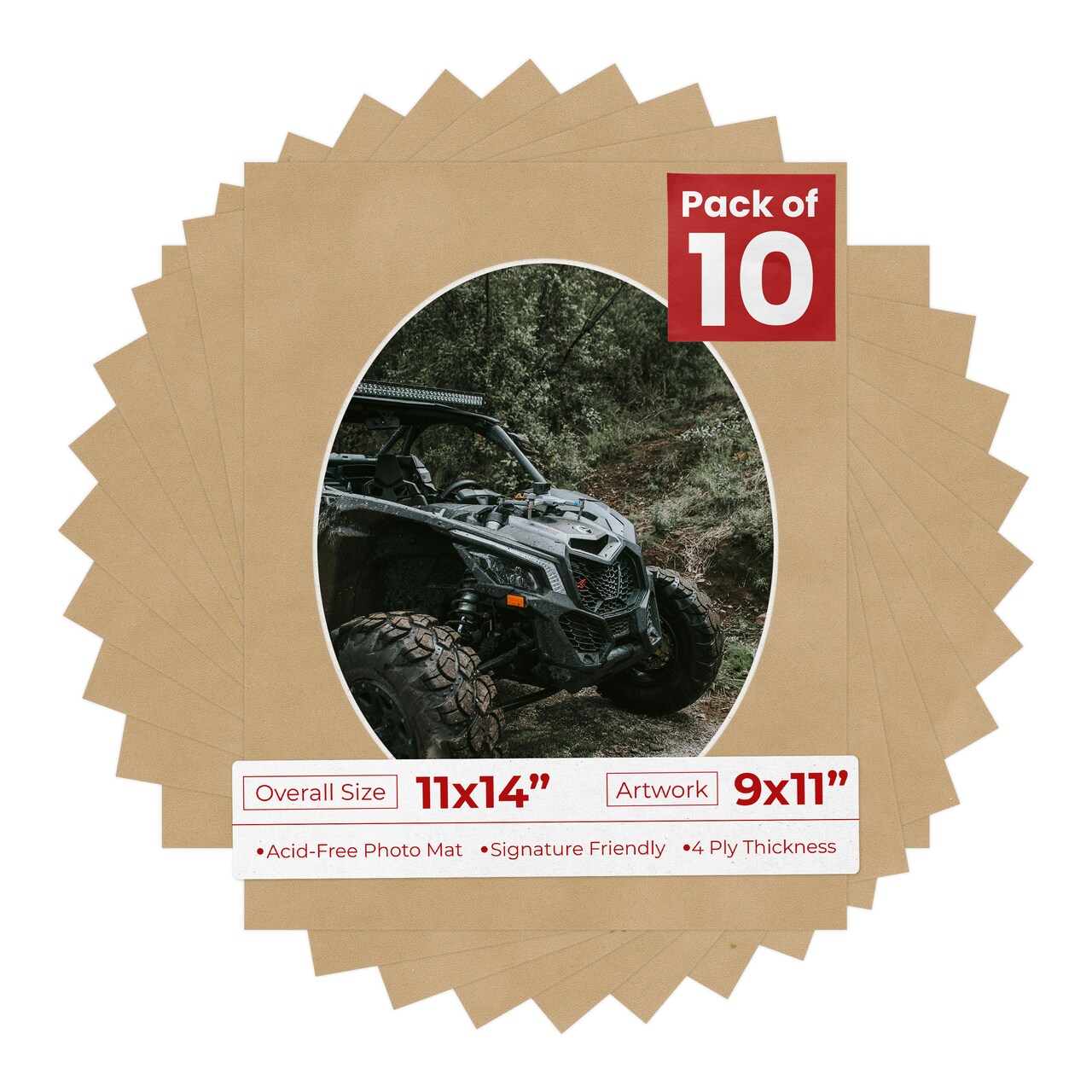 Beige Suede Mat Board for 11x14 Frames - Oval Opening for 9x11 Photos
